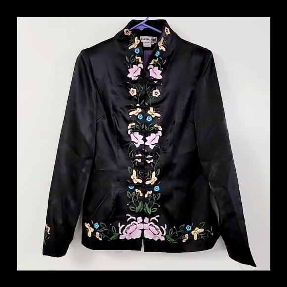 Shanghai Soho Blazer Jacket Womens Medium Floral Design With Butterflies Lined - Picture 1 of 11